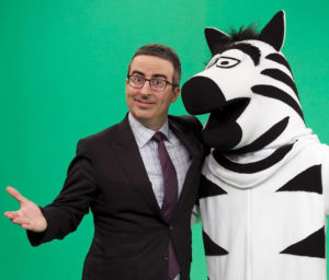 John Oliver and Zebra Mascot 